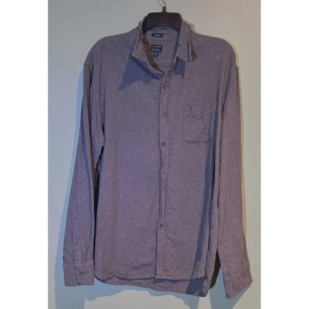 J.Crew Men’s XL Flannel Shirt Gray Long Sleeve Button Down Casual Workwear